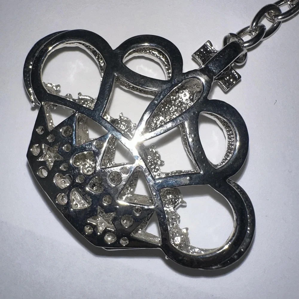 VTG Y2K‎ Silver Tone Crystal Crown Keychain Purse Bag Charm Clip Rhinestone Gem